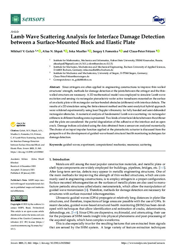 (PDF) Lamb Wave Scattering Analysis for Interface Damage Detection ...