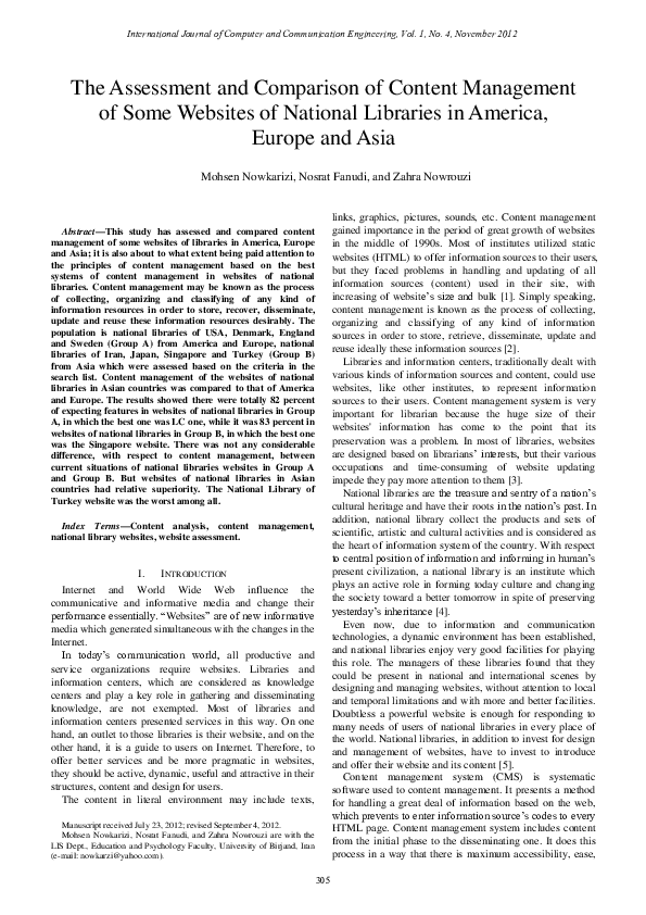 (PDF) The Assessment and Comparison of Content Management of Some ...