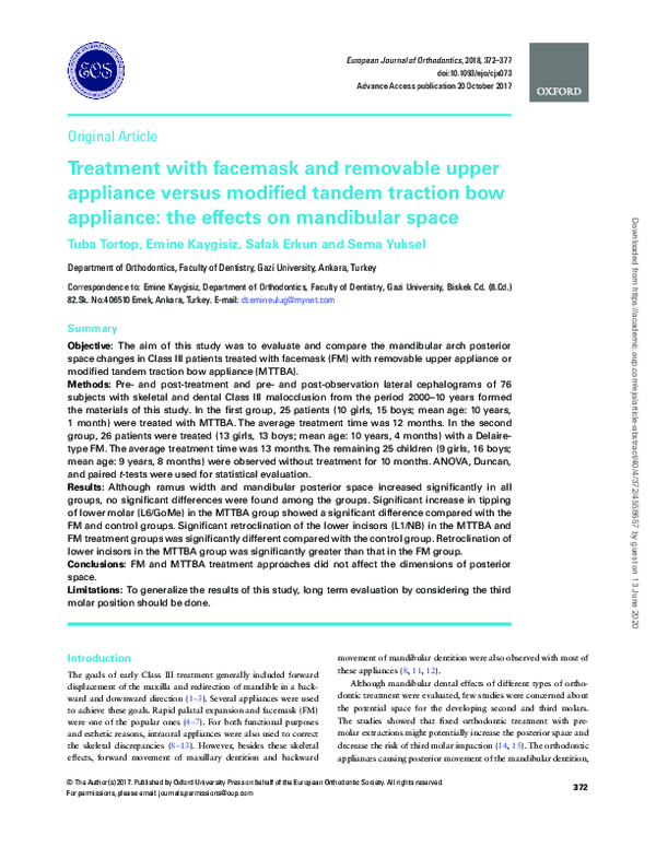 (PDF) Treatment with facemask and removable upper appliance versus ...