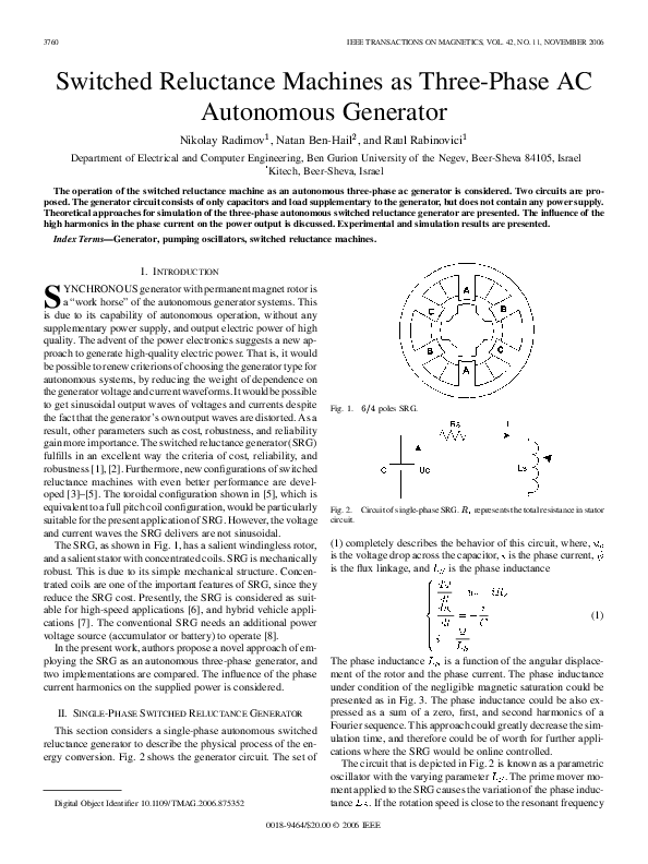 (PDF) Switched Reluctance Machines as Three-Phase AC Autonomous Generator