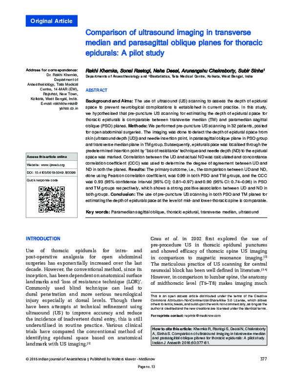 (PDF) Comparison of ultrasound imaging in transverse median and ...