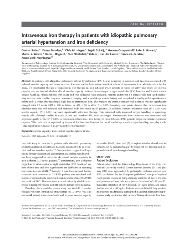 (PDF) Intravenous iron therapy in patients with idiopathic pulmonary ...