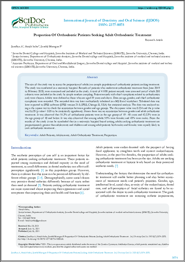 (PDF) Proportion Of Orthodontic Patients Seeking Adult Orthodontic