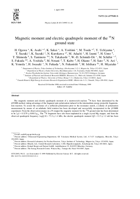 (PDF) moment and electric quadrupole moment of the N ground