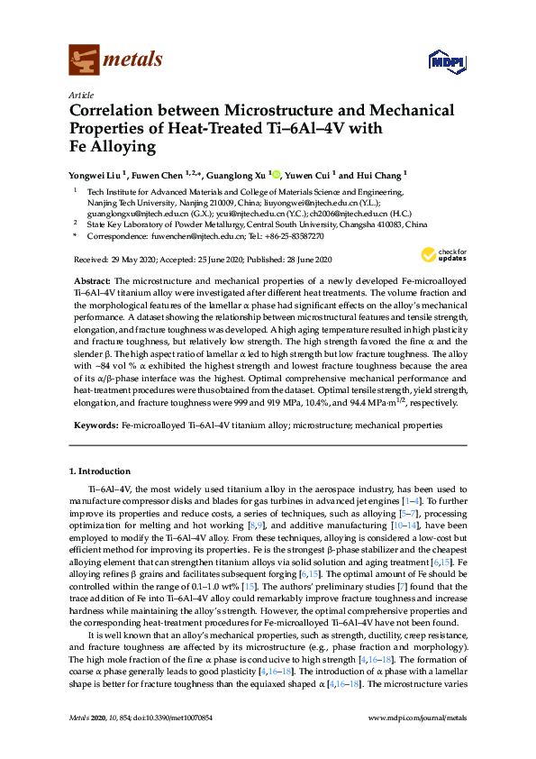 (PDF) Correlation between Microstructure and Mechanical Properties of ...