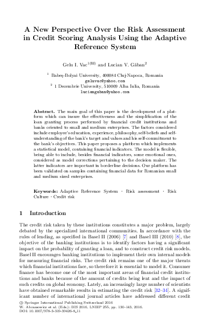 (PDF) A New Perspective Over the Risk Assessment in Credit Scoring ...