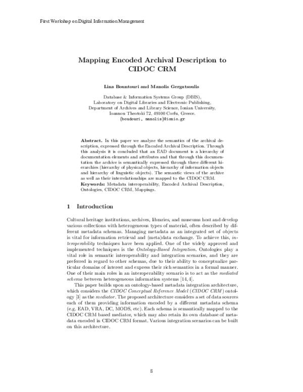 (PDF) Mapping Encoded Archival Description to CIDOC CRM