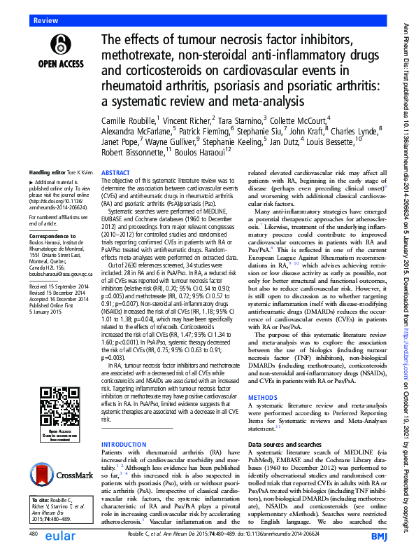 (PDF) The effects of tumour necrosis factor inhibitors, methotrexate ...
