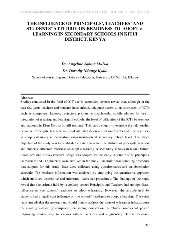 (PDF) THE INFLUENCE OF PRINCIPALS’, TEACHERS’ AND STUDENTS’ ATTITUDE ON ...