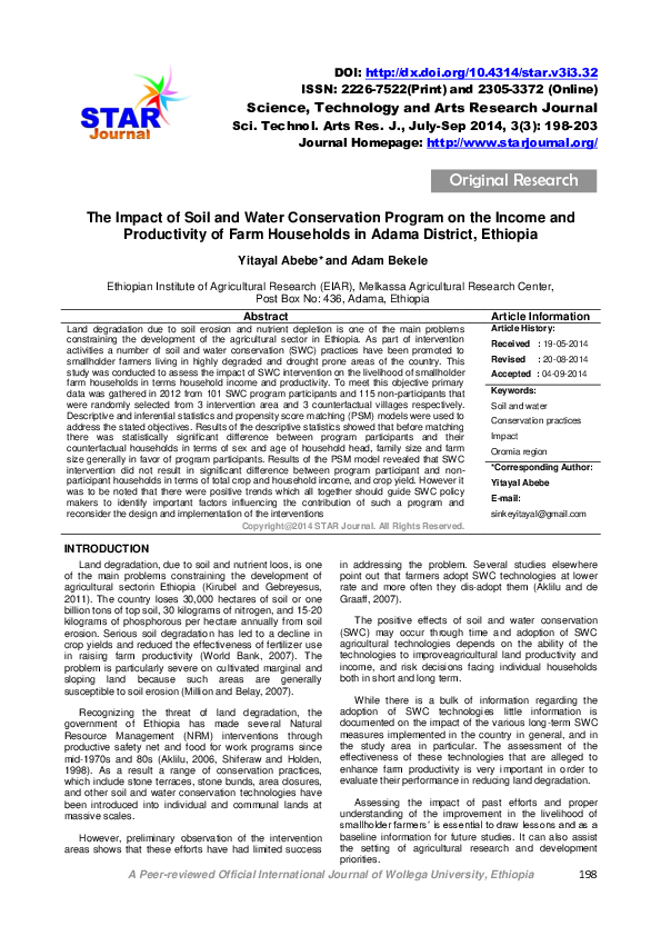 (PDF) The Impact of Soil and Water Conservation Program on the Income ...