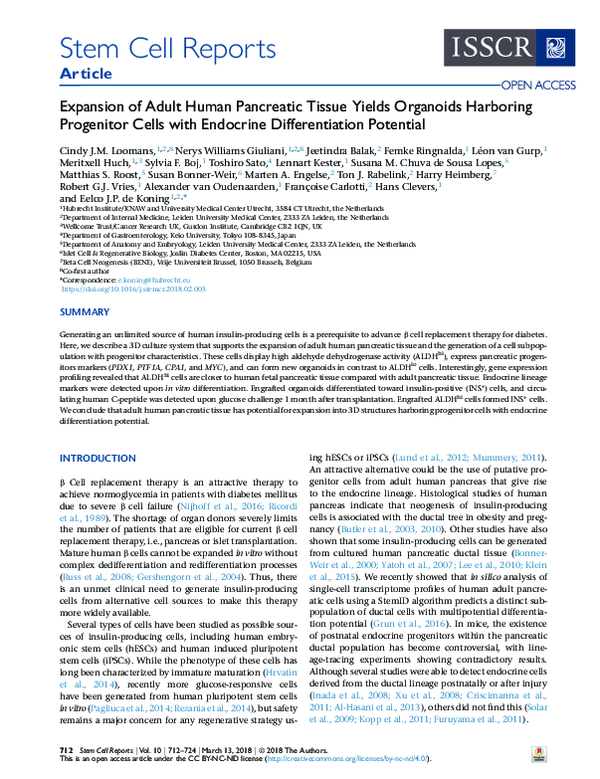 (PDF) Expansion of Adult Human Pancreatic Tissue Yields Organoids ...