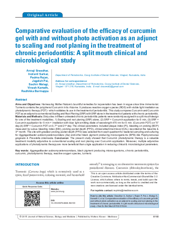 (PDF) Comparative evaluation of the efficacy of curcumin gel with and ...