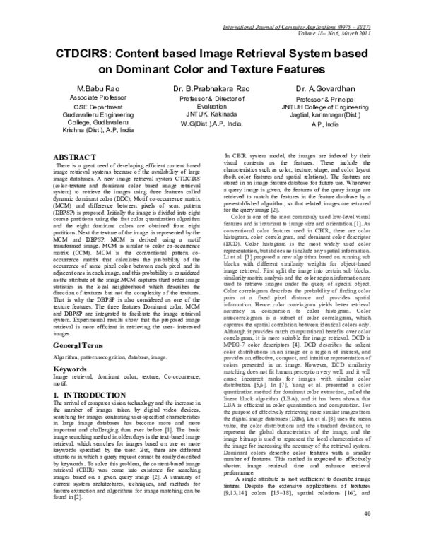 (PDF) CTDCIRS: Content based Image Retrieval System based on Dominant ...