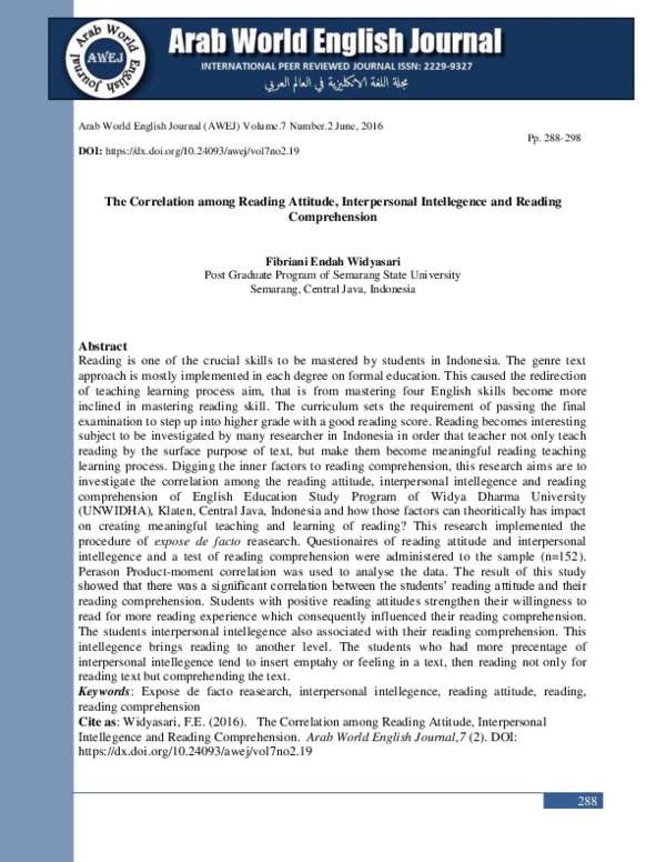 (PDF) The Correlation among Reading Attitude, Interpersonal ...