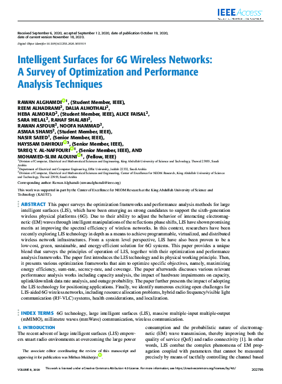 (PDF) Intelligent Surfaces for 6G Wireless Networks: A Survey of ...