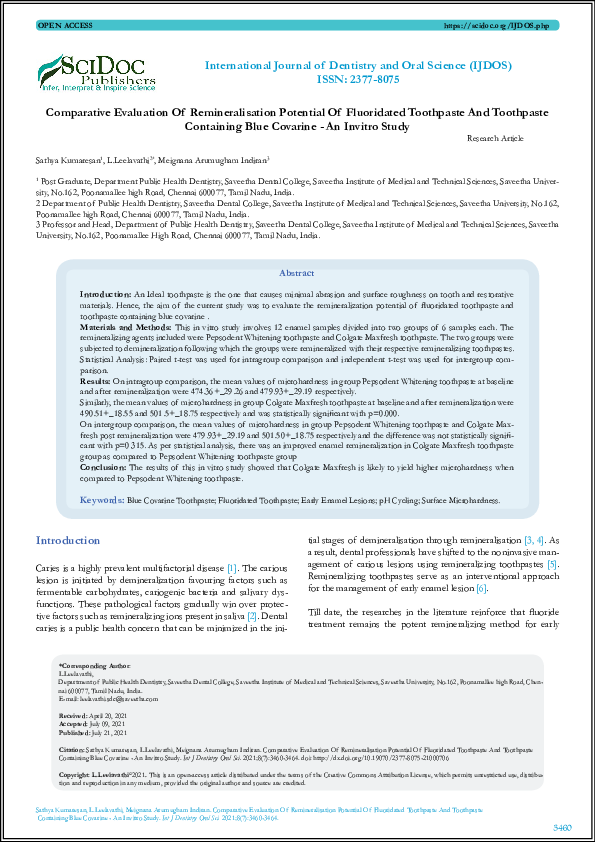 (PDF) Comparative Evaluation Of Remineralisation Potential Of