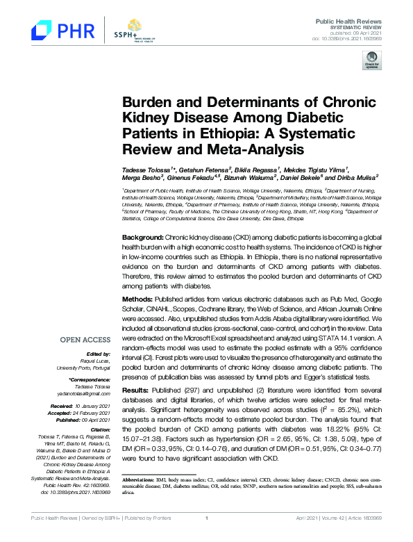 (PDF) Burden and Determinants of Chronic Kidney Disease Among Diabetic ...