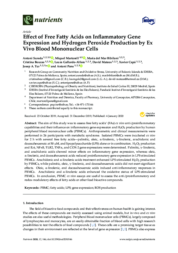 (PDF) Effect of Free Fatty Acids on Inflammatory Gene Expression and ...