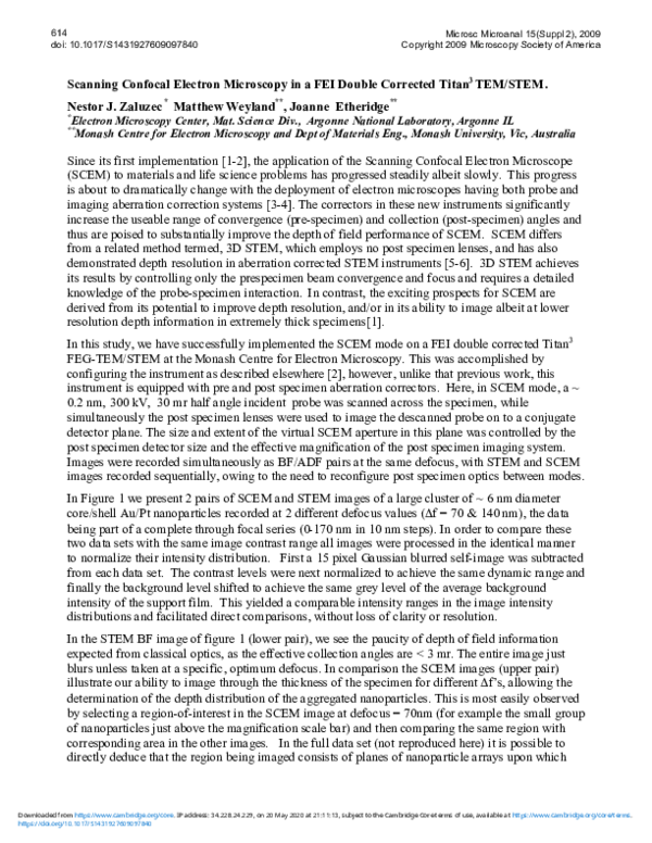 (PDF) Scanning Confocal Electron Microscopy in a FEI Double Corrected