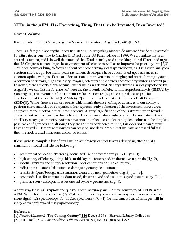 (PDF) XEDS in the AEM Has Everything Thing That Can be Invented, Been