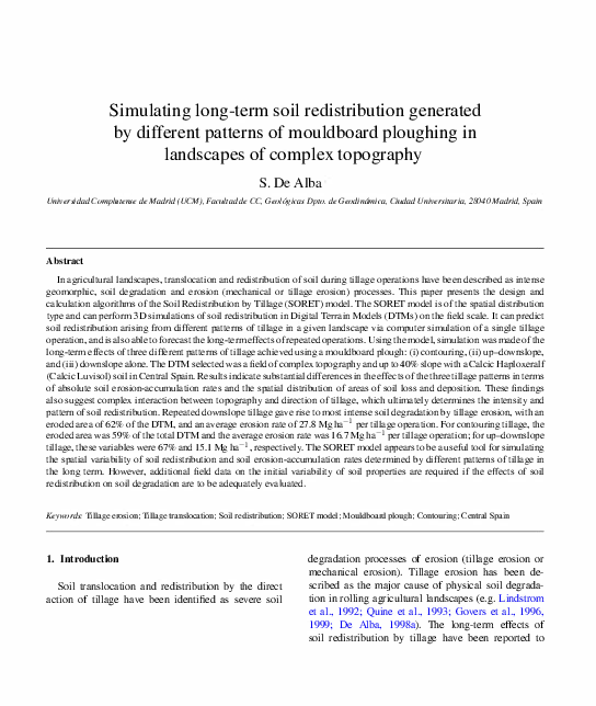 (PDF) Simulating long-term soil redistribution generated by different ...
