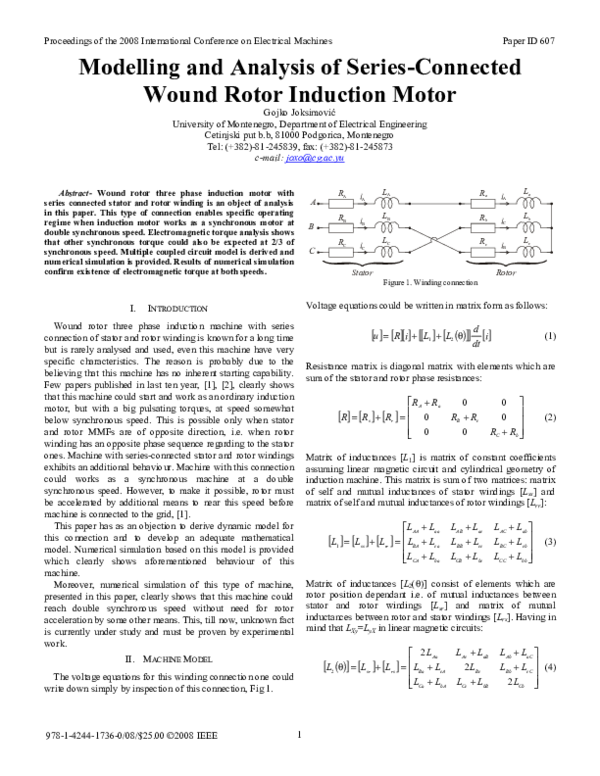 (PDF) Modelling and analysis of series-connected wound rotor induction ...