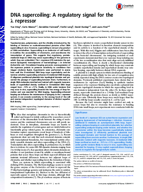 (PDF) Faculty of 1000 evaluation for DNA supercoiling: A regulatory ...