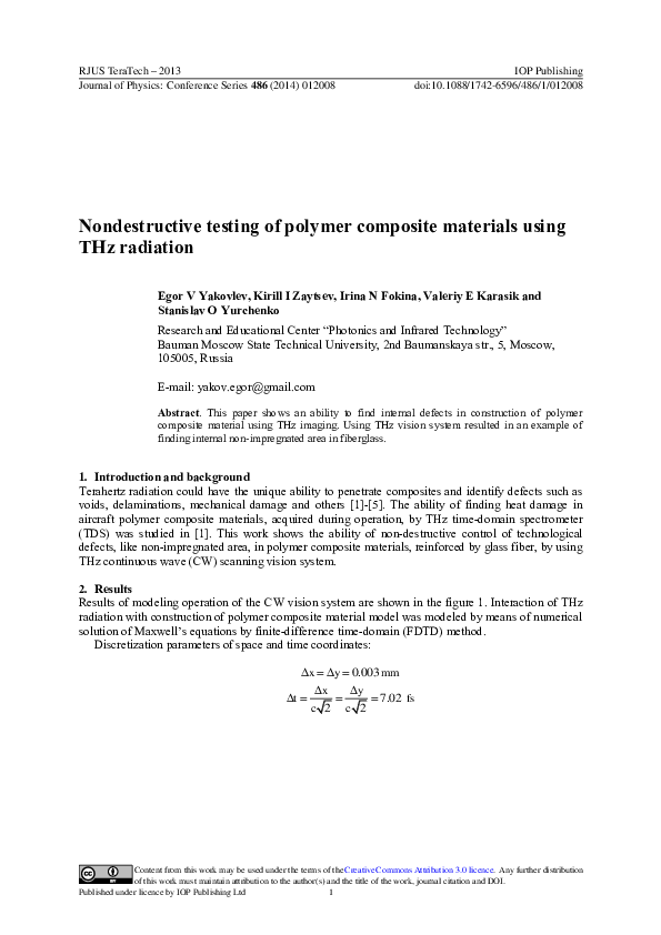 (PDF) Nondestructive testing of polymer composite materials using THz ...