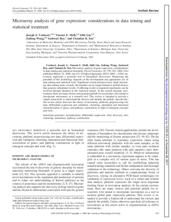 (PDF) Microarray analysis of gene expression: considerations in data ...
