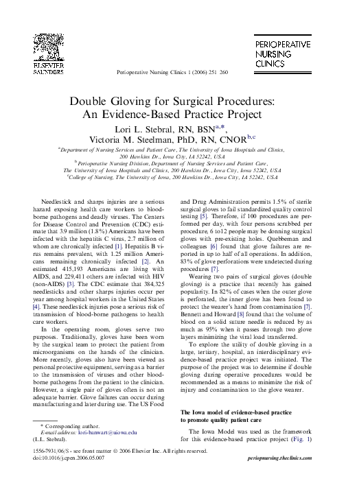(PDF) Double Gloving for Surgical Procedures An EvidenceBased