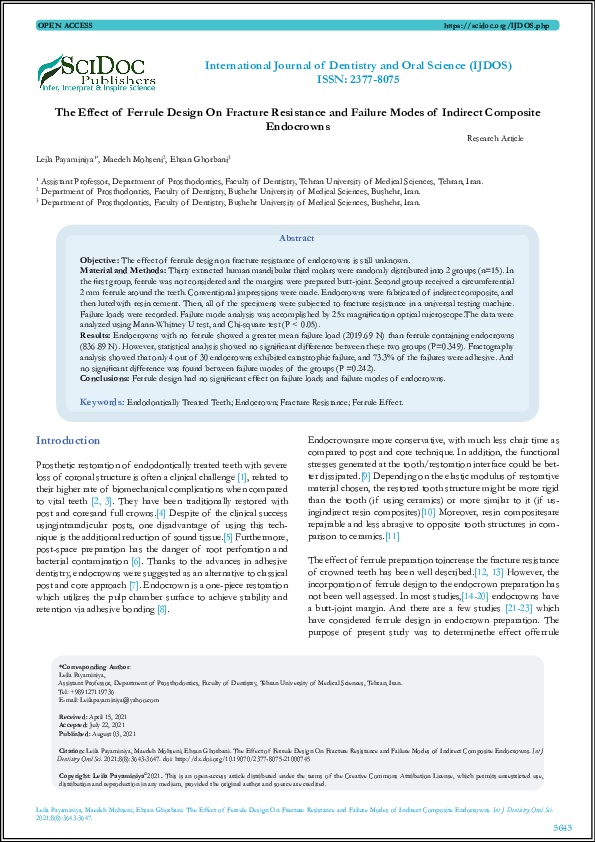 (PDF) The Effect of Ferrule Design On Fracture Resistance and Failure ...