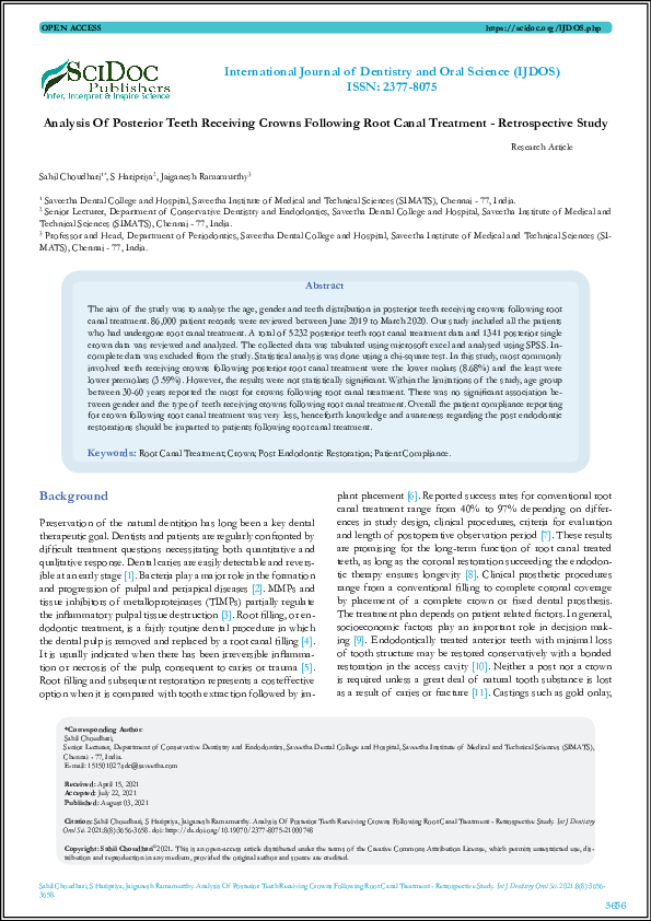 (PDF) Analysis Of Posterior Teeth Receiving Crowns Following Root Canal ...