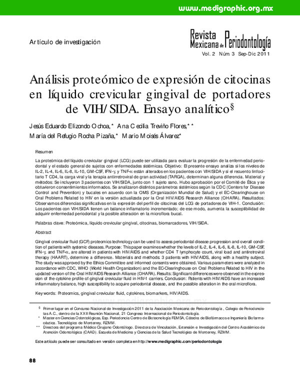 (PDF) Proteomic Analysis of cytokine expression in gingival crevicular ...