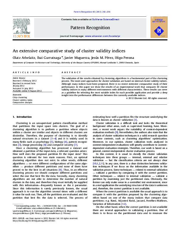 (PDF) An extensive comparative study of cluster validity indices