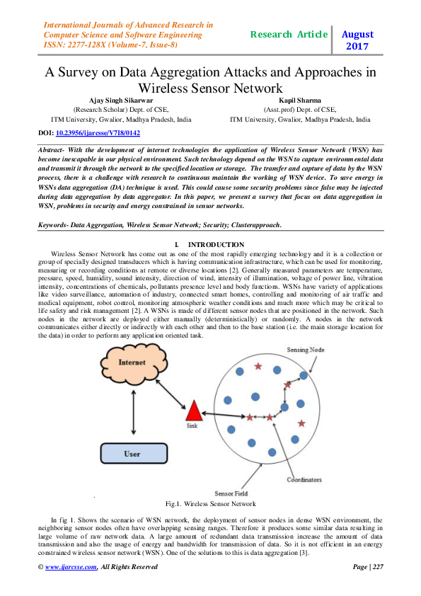 (PDF) A Survey on Data Aggregation Attacks and Approaches in Wireless ...