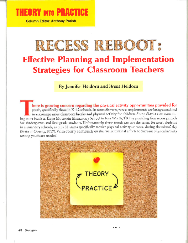 (PDF) Recess Reboot Effective Planning and Implementation Strategies ...