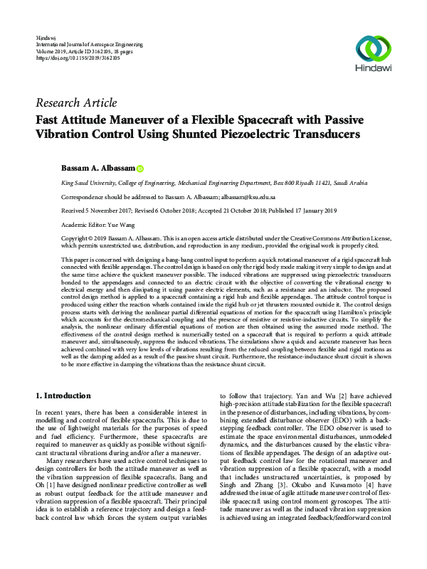 (PDF) Fast Attitude Maneuver of a Flexible Spacecraft with Passive ...