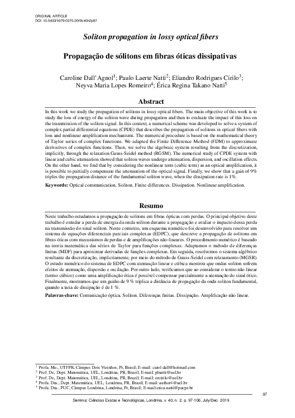 (PDF) Soliton propagation in lossy optical fibers
