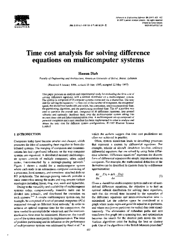 (PDF) Time cost analysis for solving difference equations on ...