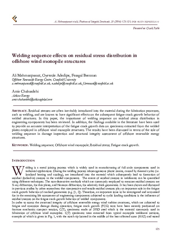 (PDF) Welding sequence effects on residual stress distribution in ...