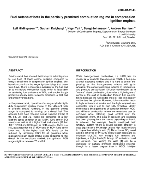 (PDF) Fuel Octane Effects in the Partially Premixed Combustion Regime ...