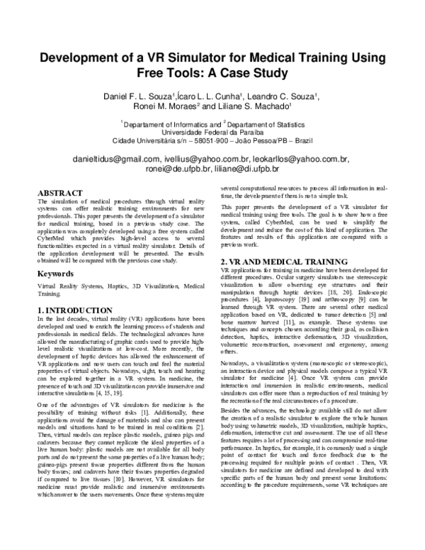 (PDF) Development of a VR Simulator for Medical Training Using Free ...
