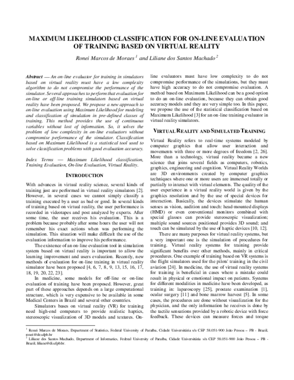 (PDF) Maximum Likelihood Classification for On-Line Evaluation of ...