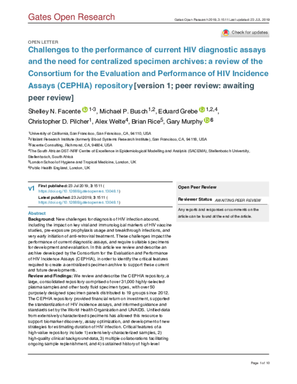 (PDF) Challenges to the performance of current HIV diagnostic assays and the need for