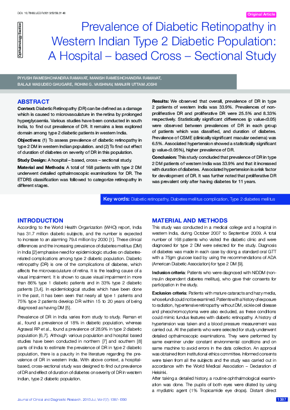 (PDF) Prevalence of Diabetic Retinopathy in Western Indian Type 2 ...