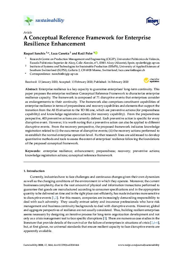 (PDF) A Conceptual Reference Framework for Enterprise Resilience ...