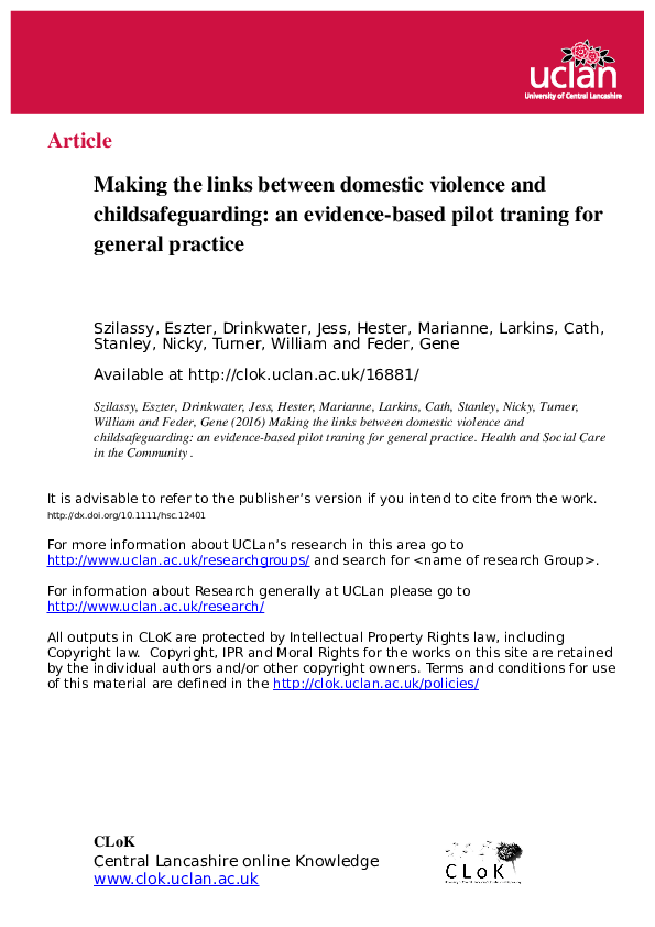 (PDF) Making the links between domestic violence and child safeguarding