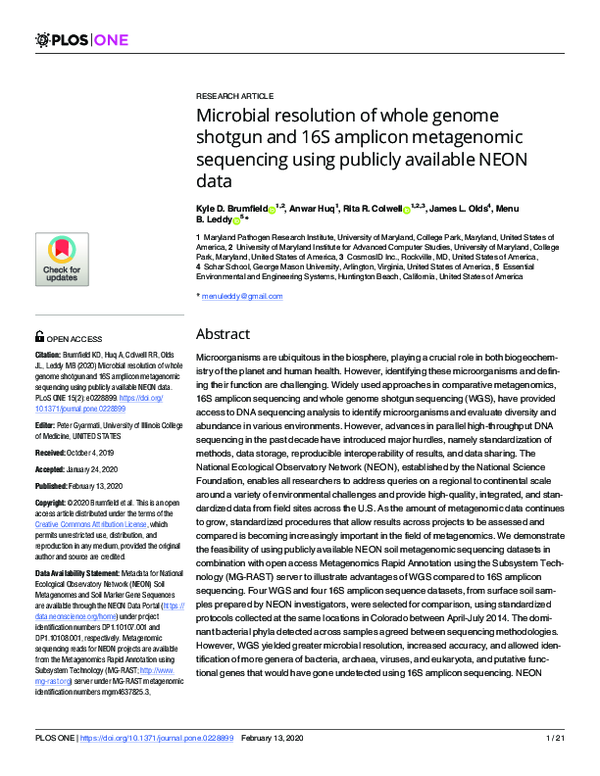 (PDF) Microbial resolution of whole genome shotgun and 16S amplicon ...