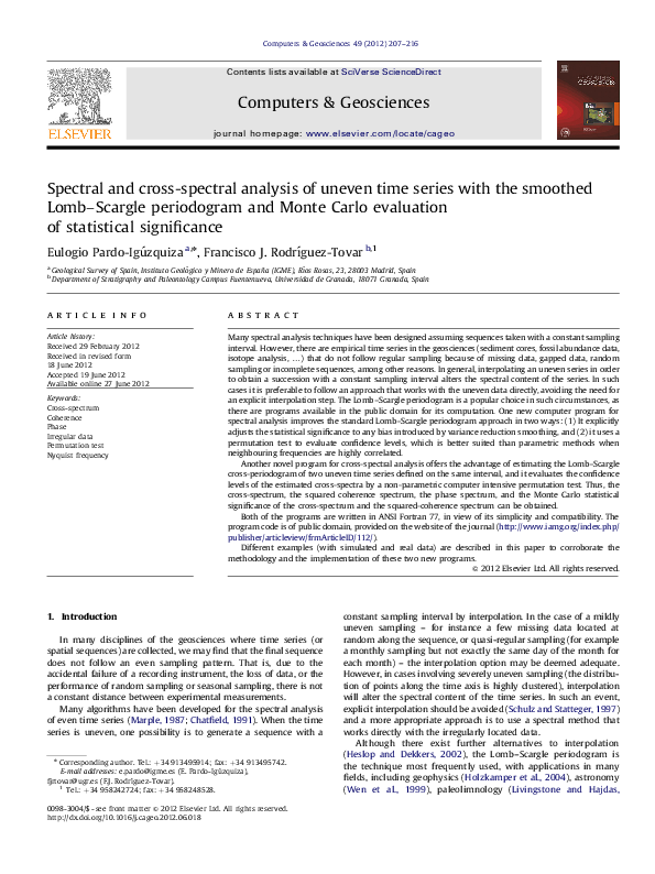 (PDF) Spectral and cross-spectral analysis of uneven time series with ...