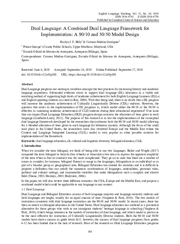 (PDF) Dual Language: A Combined Dual Language Framework for ...
